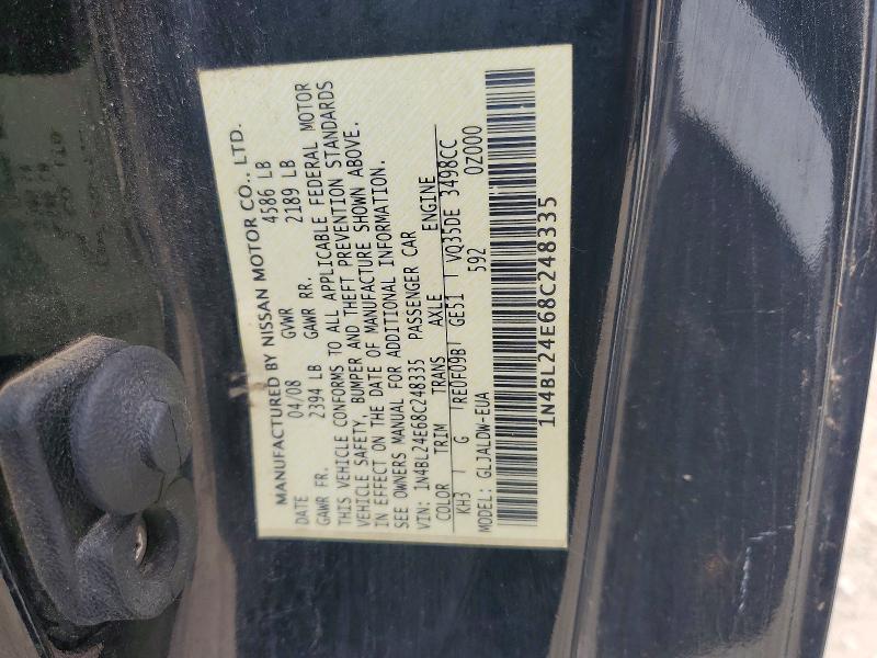 Aukcja sprzedaży 2008 Nissan Altima, vin: 1N4BL24E68C248335, numer aukcji: 58096186