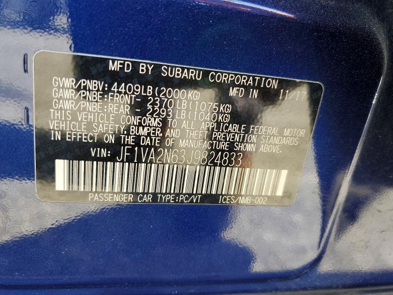 Продажа на аукционе авто 2018 Subaru Wrx, vin: JF1VA2N63J9824833, номер лота: 56171516