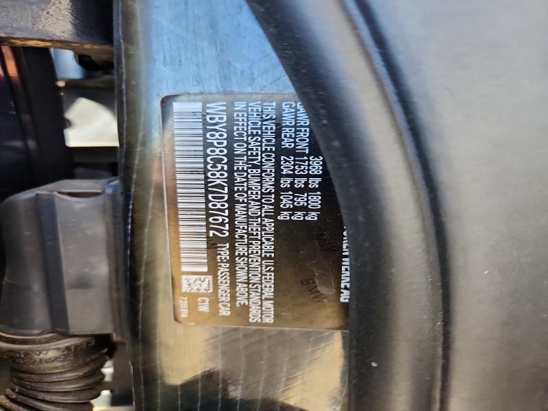 55742096 :رقم المزاد ، WBY8P8C58K7D87672 vin ، 2019 Bmw I3 مزاد بيع