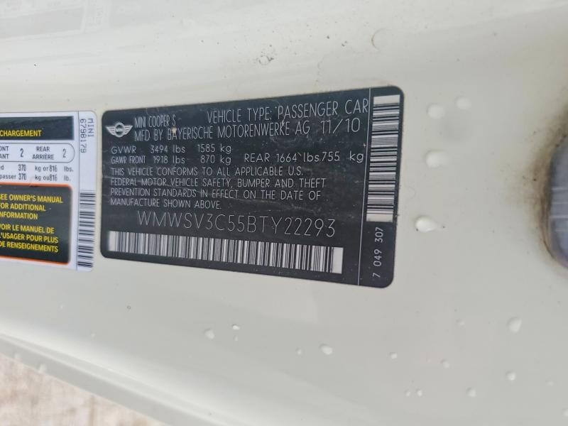 Aukcja sprzedaży 2011 Mini Cooper, vin: WMWSV3C55BTY22293, numer aukcji: 58269016