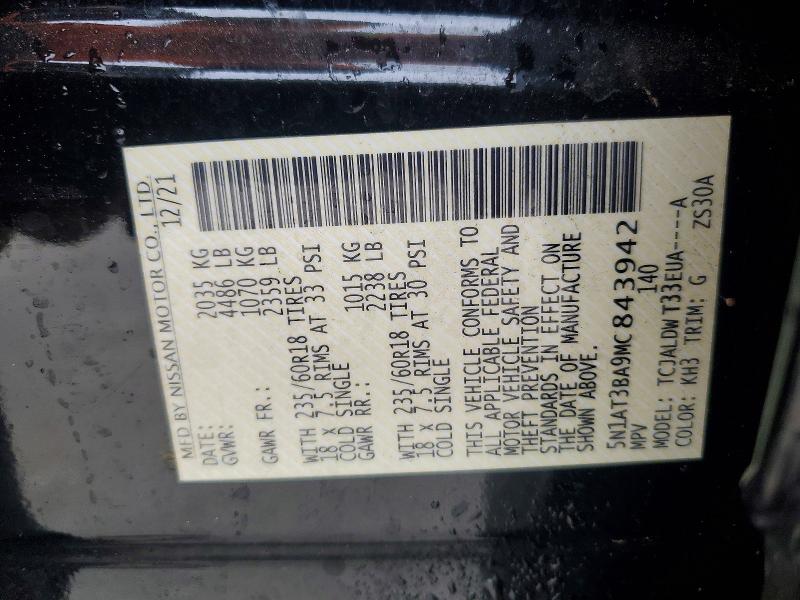 Продаж на аукціоні авто 2021 Nissan Rogue, vin: 5N1AT3BA9MC843942, номер лоту: 56765166