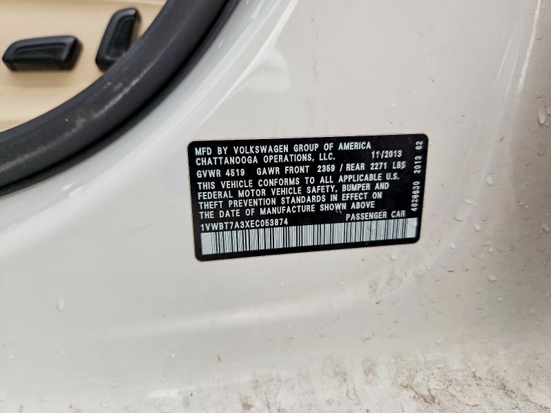 Продаж на аукціоні авто 2014 Volkswagen Passat, vin: 1VWBT7A3XEC053874, номер лоту: 56169846