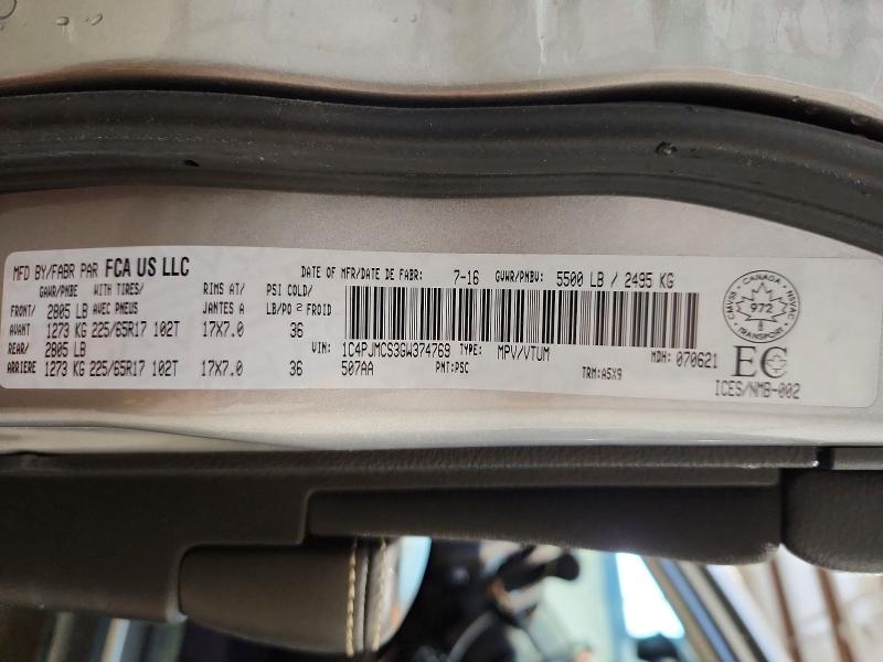 Продажа на аукционе авто 2016 Jeep Cherokee, vin: 1C4PJMCS3GW374769, номер лота: 58147766