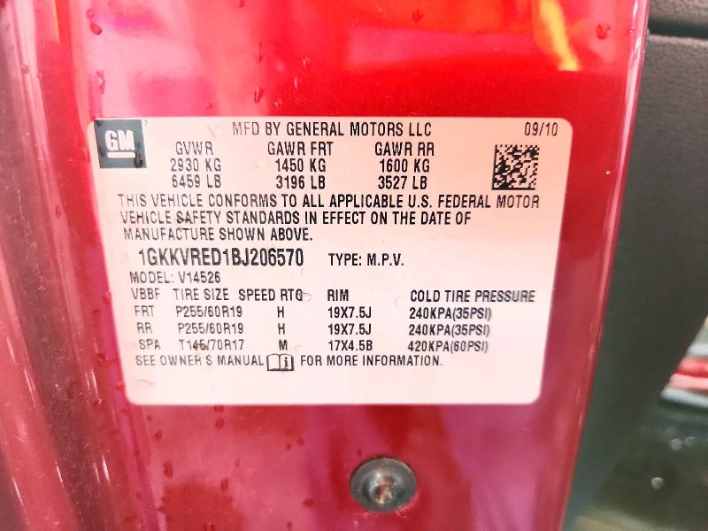 56612706 :رقم المزاد ، 1GKKVRED1BJ206570 vin ، 2011 Gmc Acadia مزاد بيع