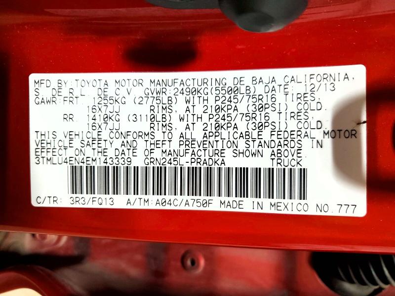 Продаж на аукціоні авто 2014 Toyota Tacoma, vin: 3TMLU4EN4EM143339, номер лоту: 57755356