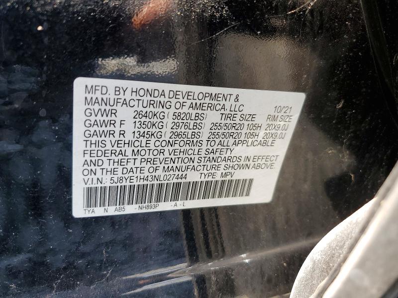 Aukcja sprzedaży 2022 Acura Mdx, vin: 5J8YE1H43NL027444, numer aukcji: 56297356