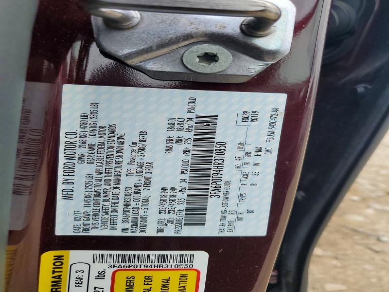2017 Ford Fusion მანქანა იყიდება აუქციონზე, vin: 3FA6P0T94HR310850, აუქციონის ნომერი: 56610936