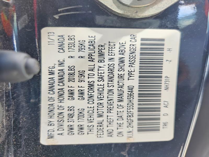 Aukcja sprzedaży 2013 Honda Civic, vin: 2HGFB2F55DH596440, numer aukcji: 51485606