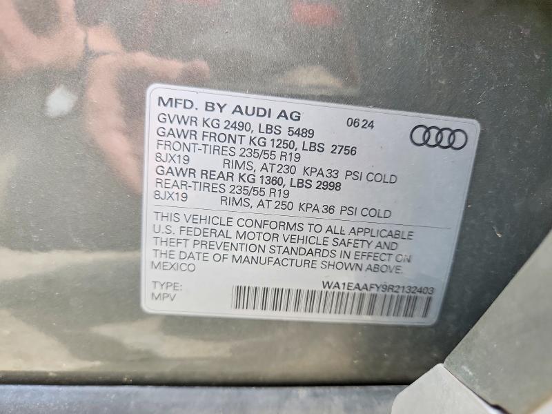 56580146 :رقم المزاد ، WA1EAAFY9R2132403 vin ، 2024 Audi Q5 مزاد بيع