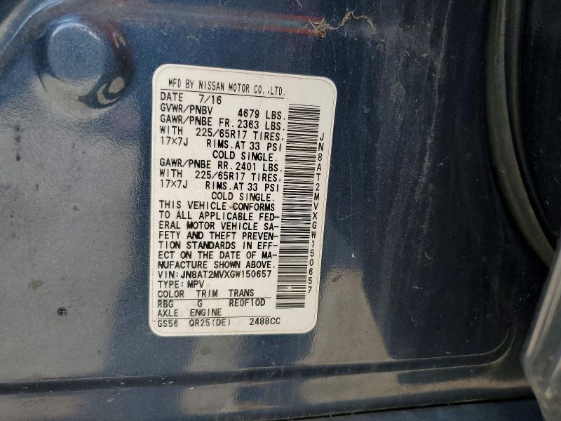 Aukcja sprzedaży 2016 Nissan Rogue, vin: JN8AT2MVXGW150657, numer aukcji: 57834506