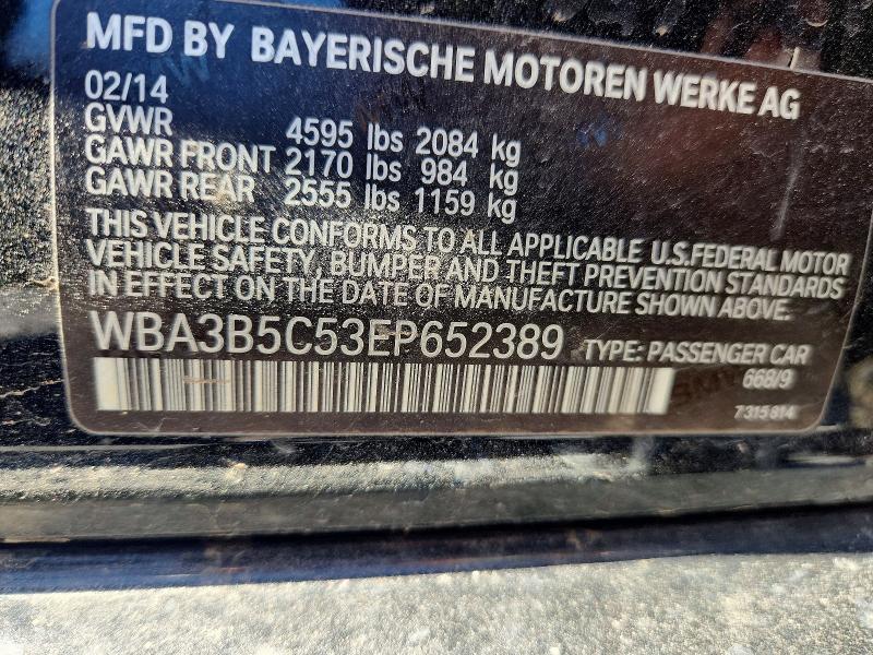 2014 Bmw 328 მანქანა იყიდება აუქციონზე, vin: WBA3B5C53EP652389, აუქციონის ნომერი: 55037716