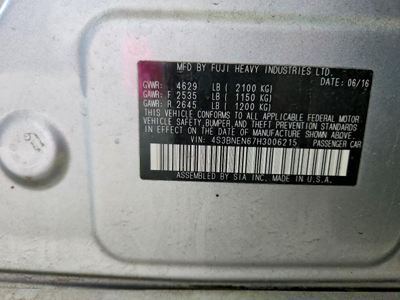 Aukcja sprzedaży 2017 Subaru Legacy, vin: 4S3BNEN67H3006215, numer aukcji: 56520086