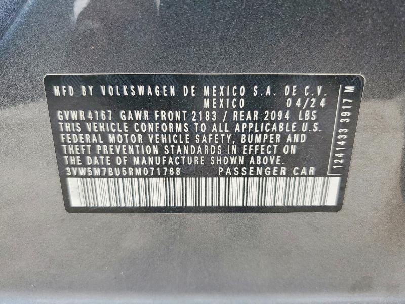 Aukcja sprzedaży 2024 Volkswagen Jetta, vin: 3VW5M7BU5RM071768, numer aukcji: 55739986