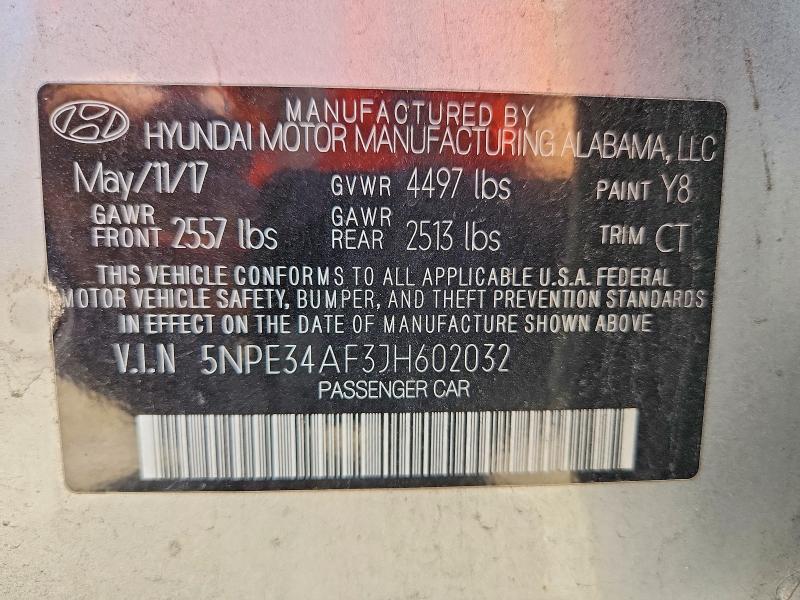 Aukcja sprzedaży 2018 Hyundai Sonata, vin: 5NPE34AF3JH602032, numer aukcji: 57229586