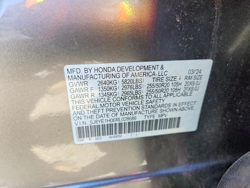55403986 :رقم المزاد ، 5J8YE1H06RL028686 vin ، 2024 Acura Mdx مزاد بيع