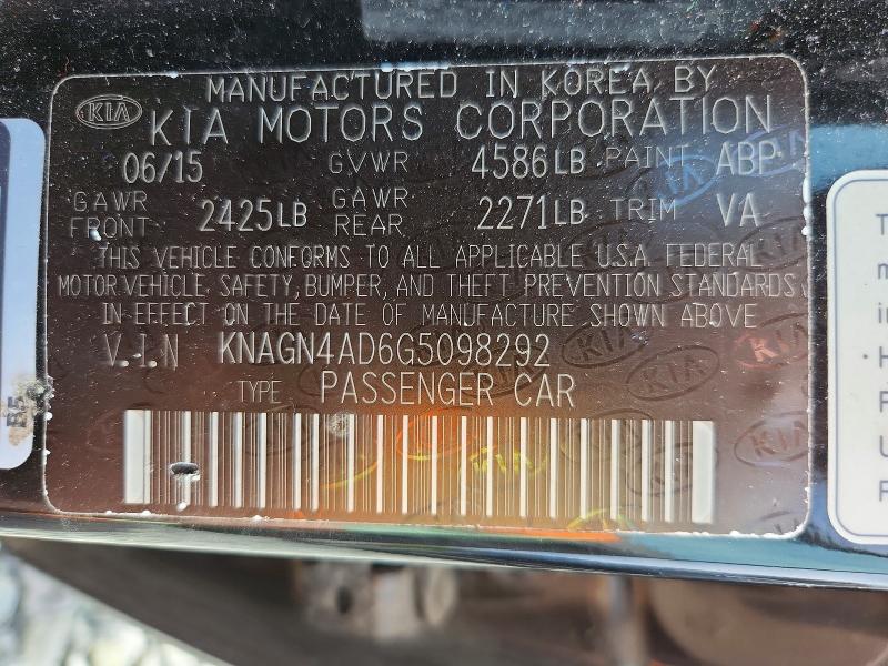 Продаж на аукціоні авто 2016 Kia Optima, vin: KNAGN4AD6G5098292, номер лоту: 56054186
