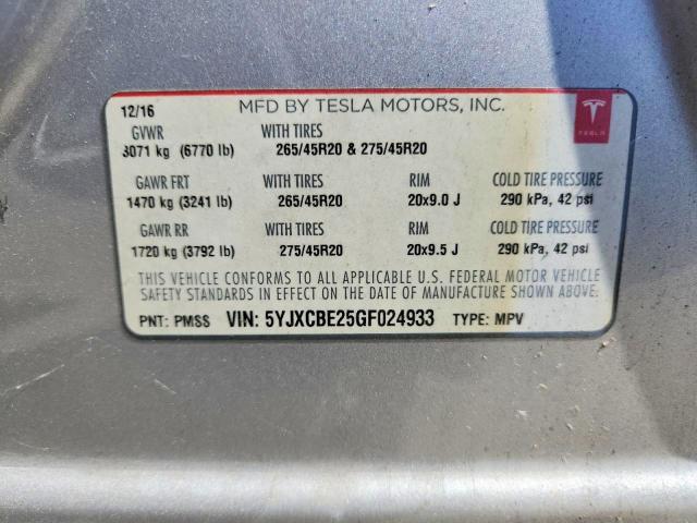 Продажа на аукционе авто 2016 Tesla Model X, vin: 5YJXCBE25GF024933, номер лота: 54555356