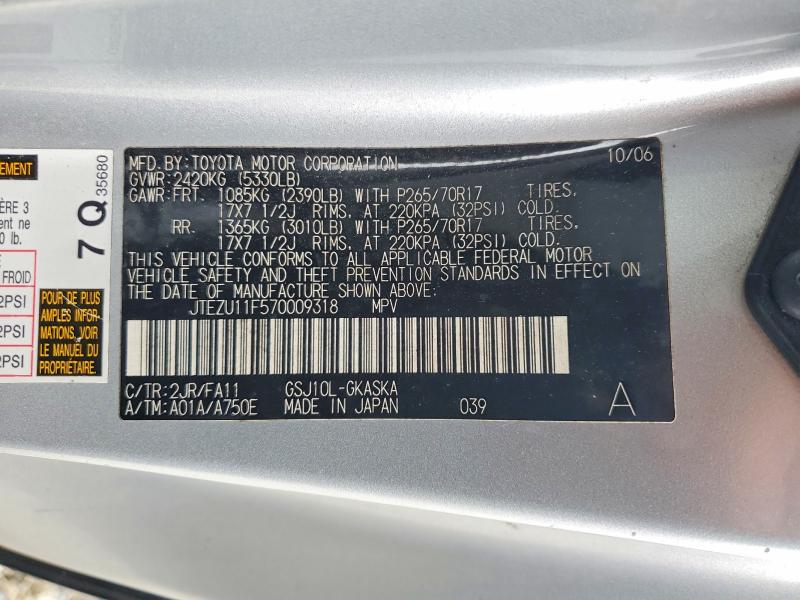 56634076 :رقم المزاد ، JTEZU11F570009318 vin ، 2007 Toyota Fj Cruiser مزاد بيع