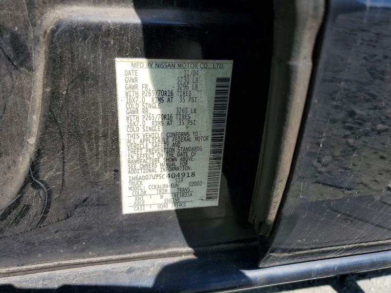 55421776 :رقم المزاد ، 1N6AD07U75C404918 vin ، 2005 Nissan Frontier مزاد بيع