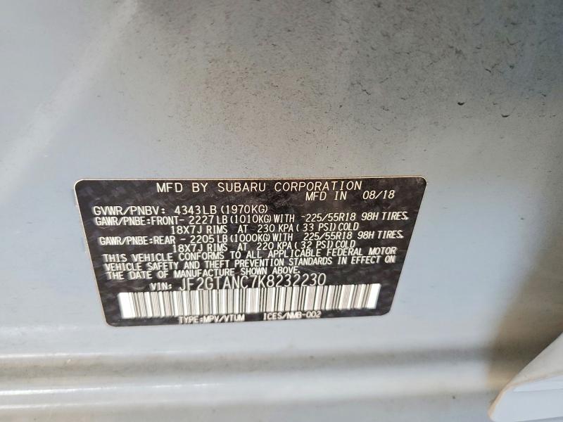 56314966 :رقم المزاد ، JF2GTANC7K8232230 vin ، 2019 Subaru Crosstrek مزاد بيع