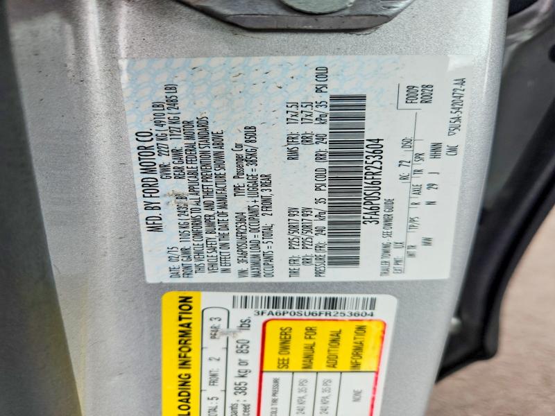 Auction sale of the 2015 Ford Fusion, vin: 3FA6P0SU6FR253604, lot number: 85772695