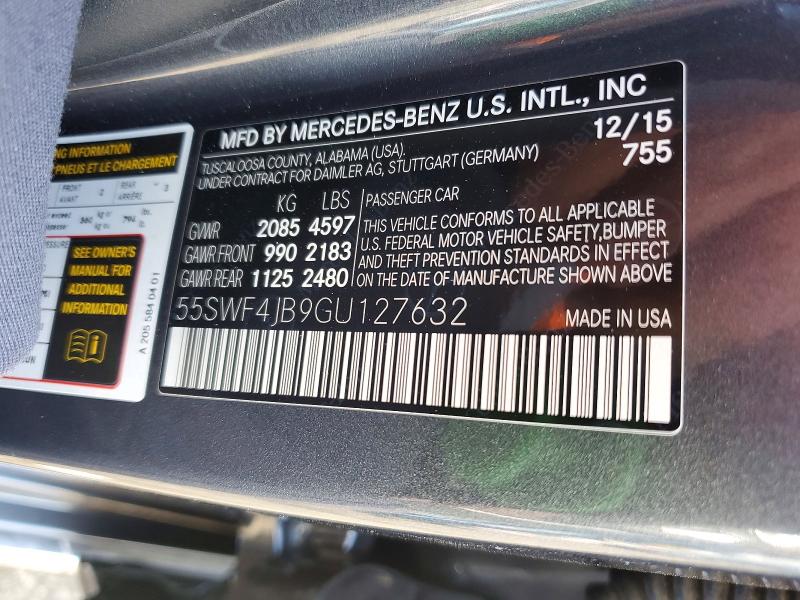 Продажа на аукционе авто 2016 Mercedes-benz C, vin: 55SWF4JB9GU127632, номер лота: 58148636