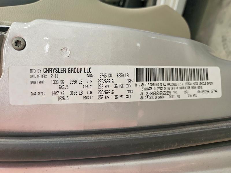 Продаж на аукціоні авто 2011 Dodge Grand Caravan, vin: 2D4RN3DG9BR692899, номер лоту: 58434386
