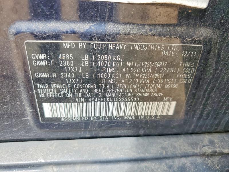 Продажа на аукционе авто 2012 Subaru Outback, vin: 4S4BRCKC1C3235500, номер лота: 54590056