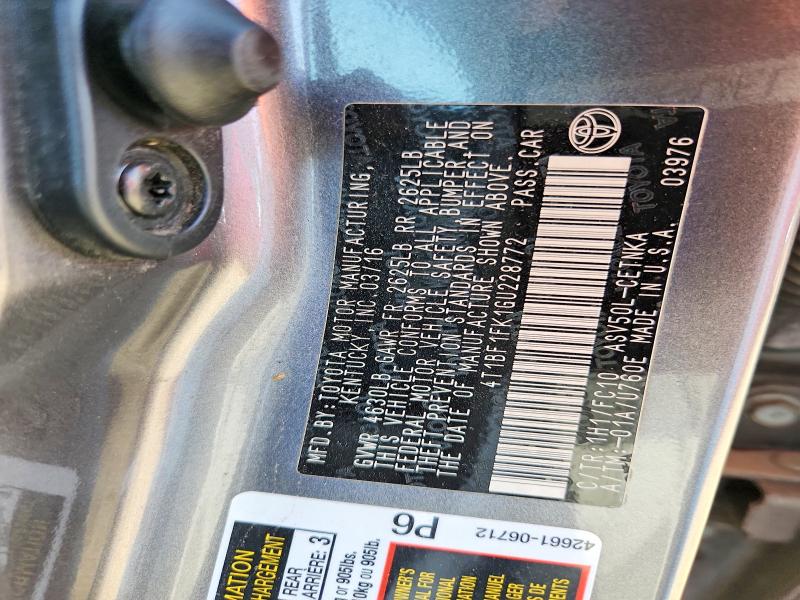 57755126 :رقم المزاد ، 4T1BF1FK1GU228772 vin ، 2016 Toyota Camry مزاد بيع