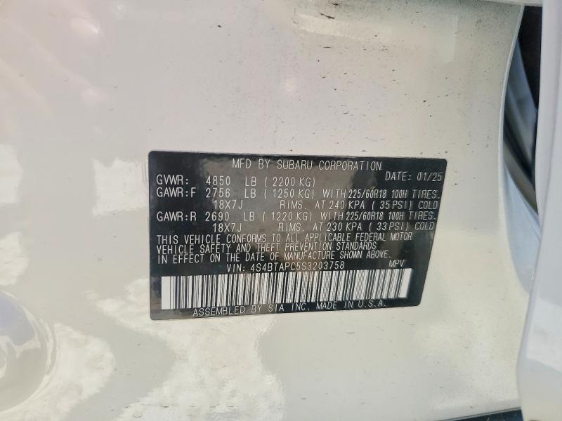 Продажа на аукционе авто 2025 Subaru Outback, vin: 4S4BTAPC5S3203758, номер лота: 57593896