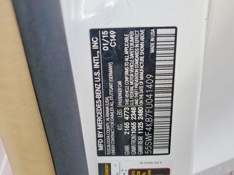 57294556 :رقم المزاد ، 55SWF4KB7FU041409 vin ، 2015 Mercedes-benz C مزاد بيع
