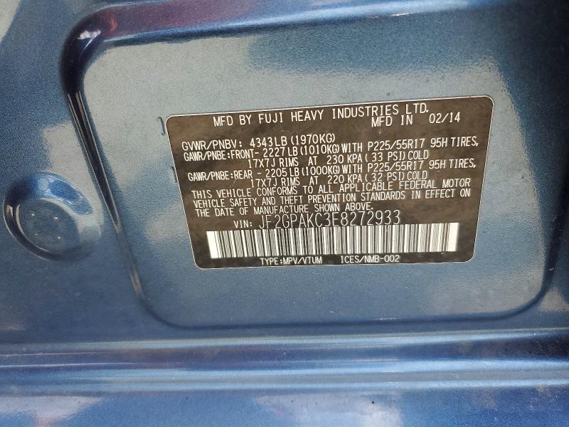 Продажа на аукционе авто 2014 Subaru Xv Crosstrek, vin: JF2GPAKC3E8272933, номер лота: 58429466