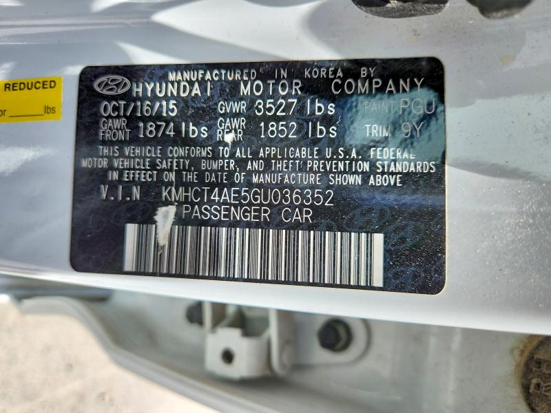 Продажа на аукционе авто 2016 Hyundai Accent, vin: KMHCT4AE5GU036352, номер лота: 57073176