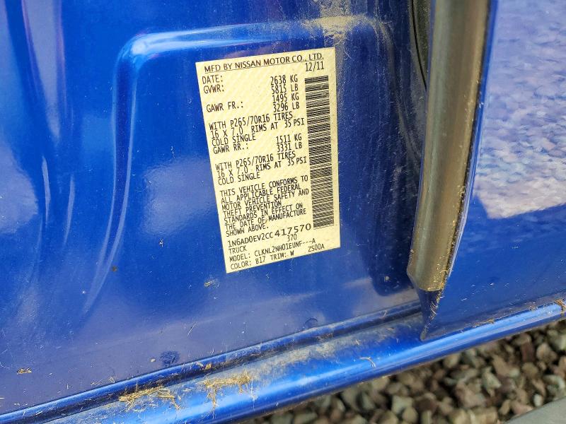 2012 Nissan Frontier მანქანა იყიდება აუქციონზე, vin: 1N6AD0EV2CC417570, აუქციონის ნომერი: 57744386