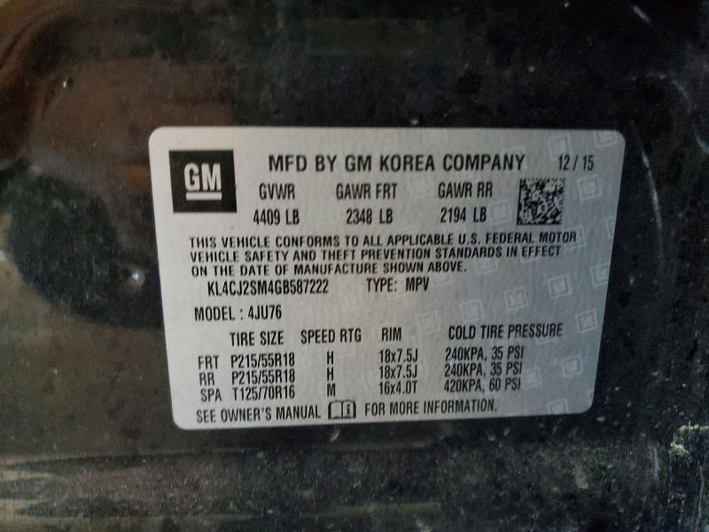 56518746 :رقم المزاد ، KL4CJ2SM4GB587222 vin ، 2016 Buick Encore مزاد بيع