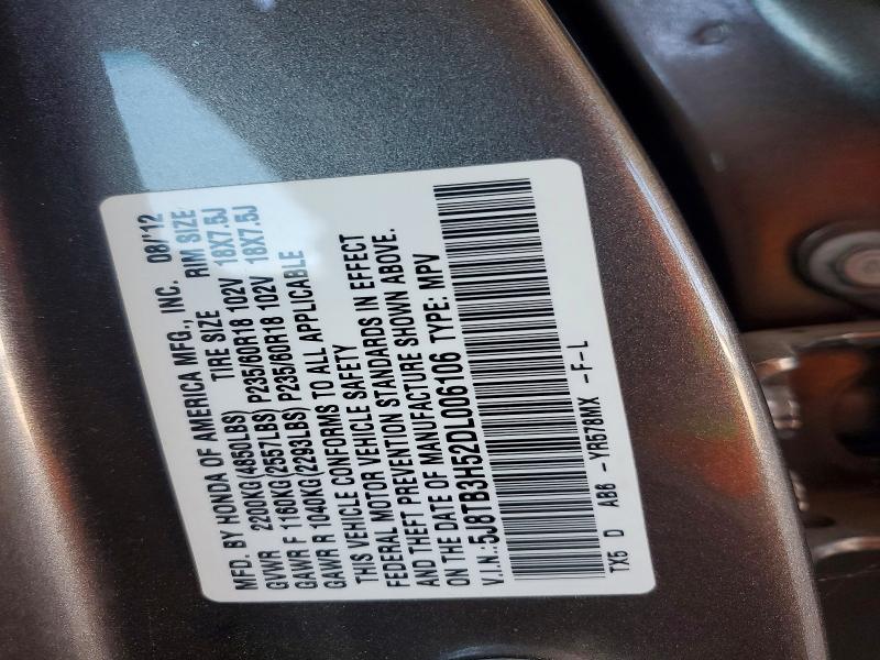 2013 Acura Rdx მანქანა იყიდება აუქციონზე, vin: 5J8TB3H52DL006106, აუქციონის ნომერი: 55780046