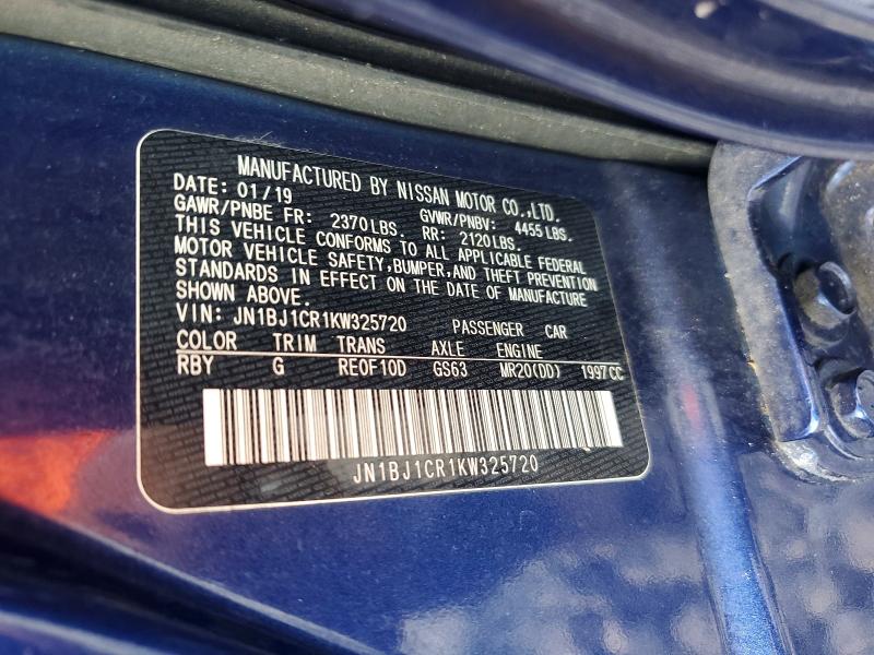 2019 Nissan Rogue Sport მანქანა იყიდება აუქციონზე, vin: JN1BJ1CR1KW325720, აუქციონის ნომერი: 58022086