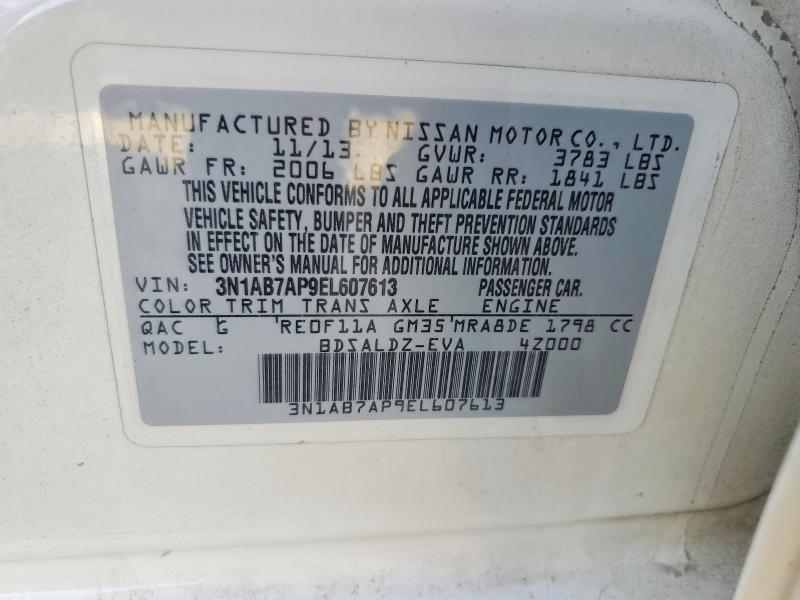 Продажа на аукционе авто 2014 Nissan Sentra, vin: 3N1AB7AP9EL607613, номер лота: 58790866