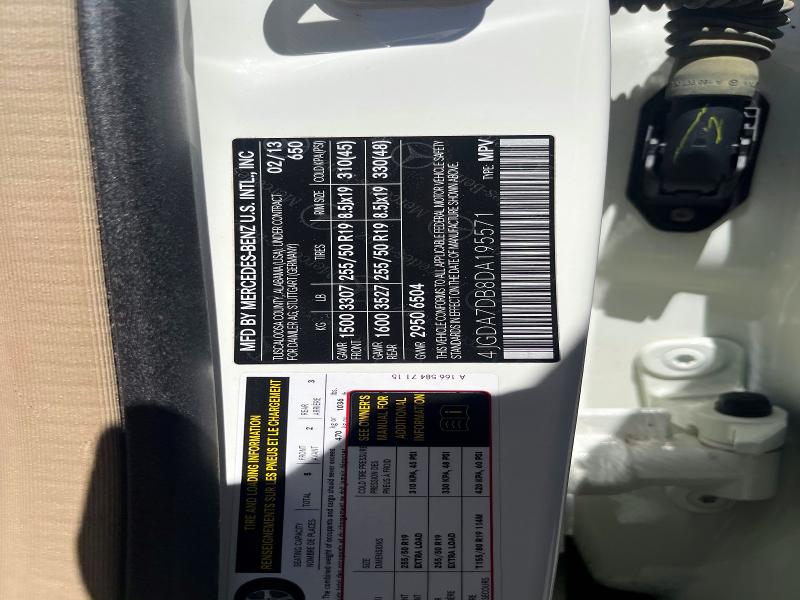 57017066 :رقم المزاد ، 4JGDA7DB8DA195571 vin ، 2013 Mercedes-benz Ml مزاد بيع