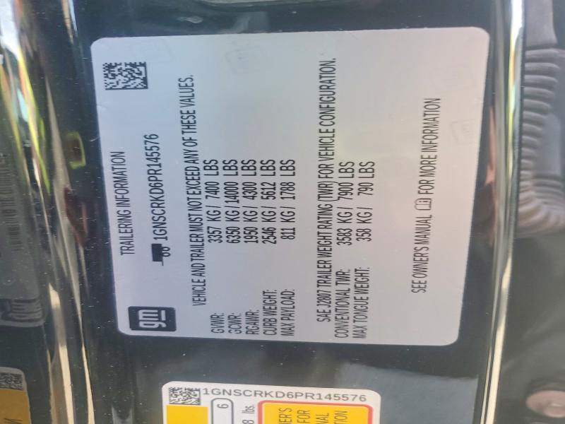 54437486 :رقم المزاد ، 1GNSCRKD6PR145576 vin ، 2023 Chevrolet Tahoe مزاد بيع