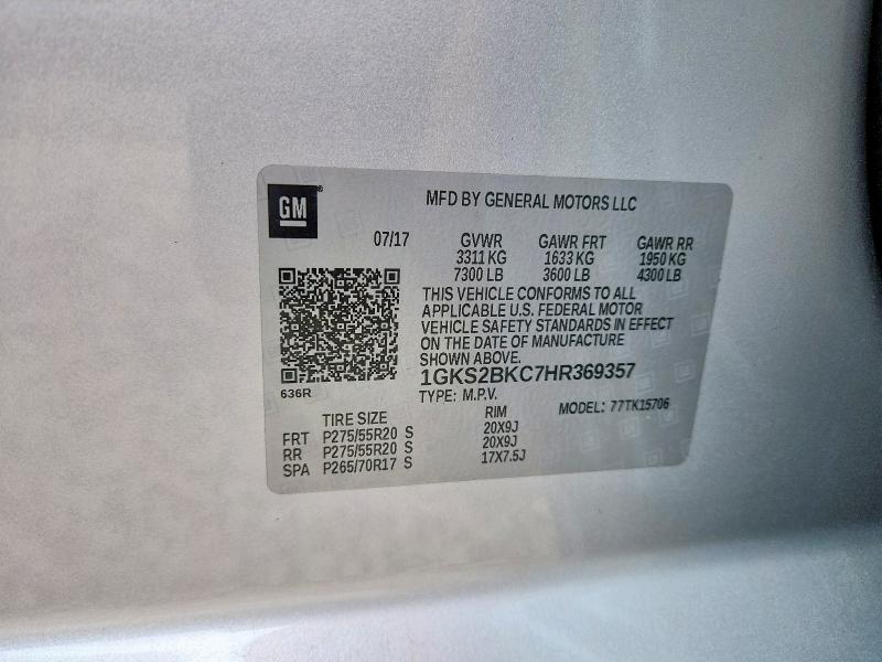 Продаж на аукціоні авто 2017 Gmc Yukon, vin: 1GKS2BKC7HR369357, номер лоту: 59106746