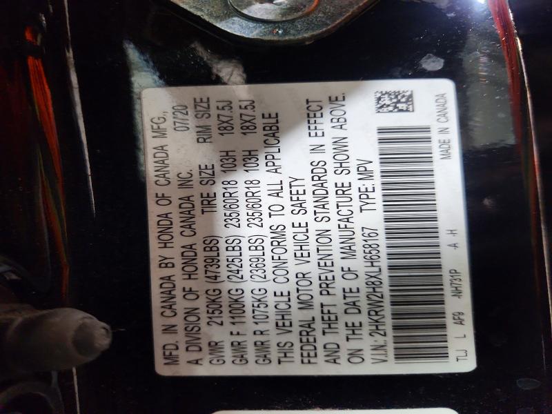 55760176 :رقم المزاد ، 2HKRW2H8XLH658167 vin ، 2020 Honda Cr-v مزاد بيع