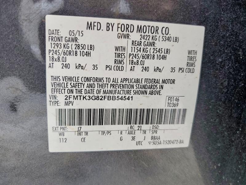 58827986 :رقم المزاد ، 2FMTK3G82FBB54541 vin ، 2015 Ford Edge مزاد بيع