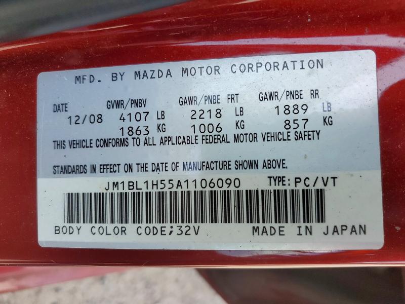 Aukcja sprzedaży 2010 Mazda 3, vin: JM1BL1H55A1106090, numer aukcji: 56807486