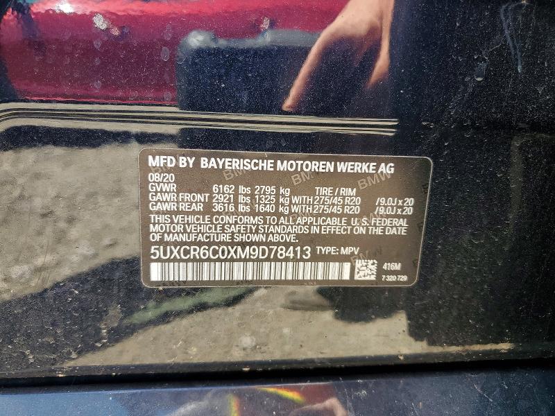 56361446 :رقم المزاد ، 5UXCR6C0XM9D78413 vin ، 2021 Bmw X5 مزاد بيع