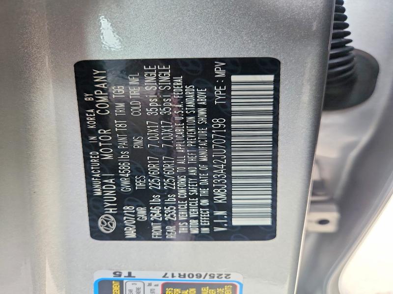 Aukcja sprzedaży 2018 Hyundai Tucson, vin: KM8J33A42JU707198, numer aukcji: 55860566