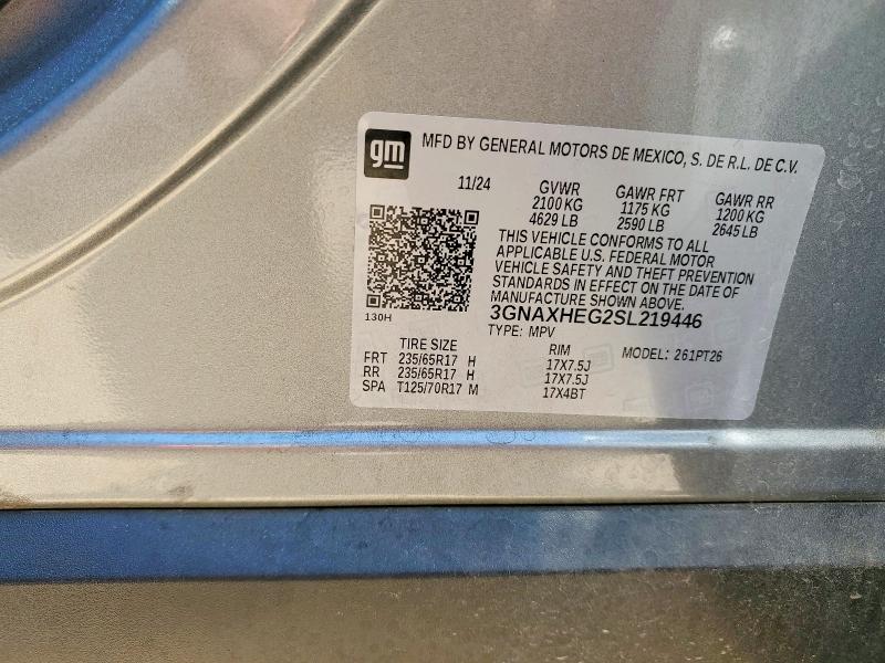 2025 Chevrolet Equinox მანქანა იყიდება აუქციონზე, vin: 3GNAXHEG2SL219446, აუქციონის ნომერი: 55759196