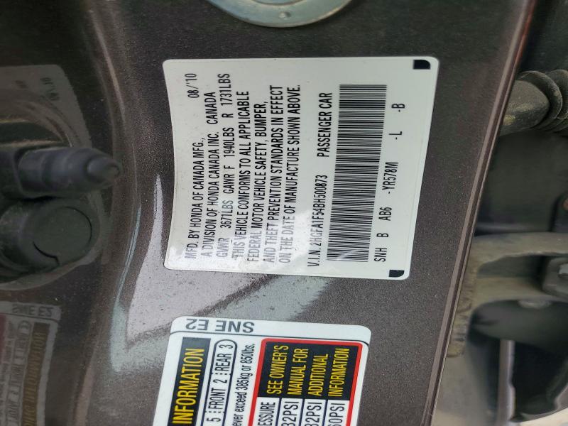 2011 Honda Civic მანქანა იყიდება აუქციონზე, vin: 2HGFA1F54BH500873, აუქციონის ნომერი: 57126396