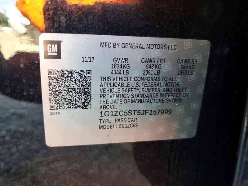Продажа на аукционе авто 2018 Chevrolet Malibu, vin: 1G1ZC5ST5JF157999, номер лота: 57876476