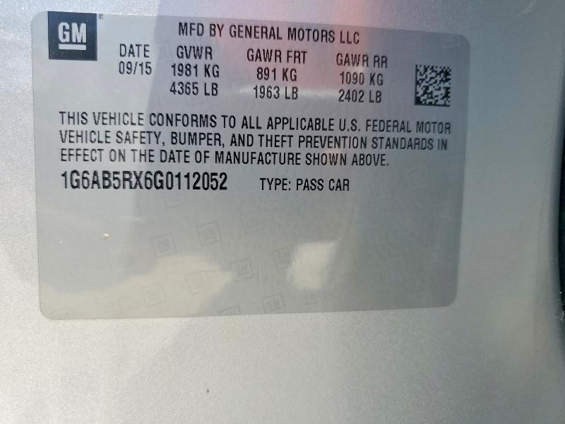 56333586 :رقم المزاد ، 1G6AB5RX6G0112052 vin ، 2016 Cadillac Ats مزاد بيع